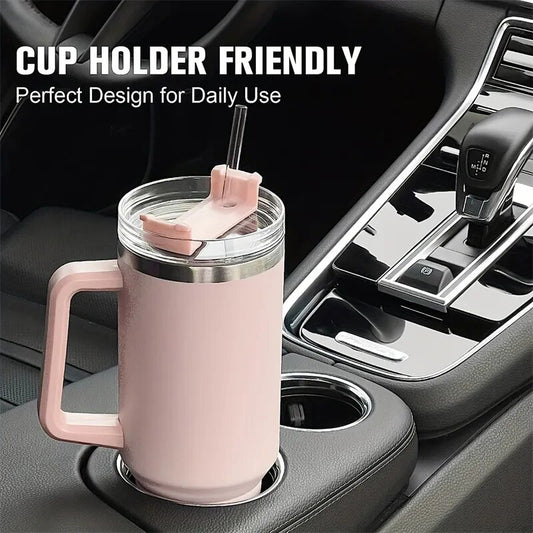 1200ML Premium 304 Stainless Steel Insulated Water Bottle - Thermal Coffee Car Cup with Handle, Straw, and Vacuum Flask Technology for Hot or Cold Beverages - Ideal for Sports Enthusiasts