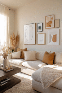 Affordable DIY wall art ideas displayed in a modern living room with minimalist and budget-friendly wall decor.