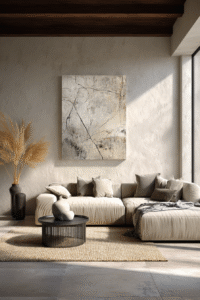 Modern living room showcasing wall art trends for modern homes with abstract, minimalist, and contemporary wall decor