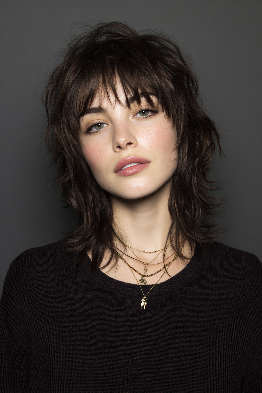 Woman with layered haircut featuring soft textured layers and voluminous hairstyle inspiration
